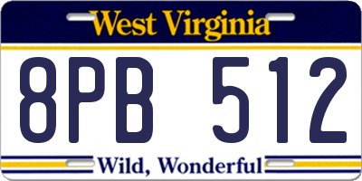 WV license plate 8PB512