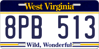 WV license plate 8PB513