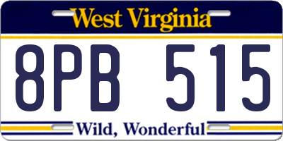 WV license plate 8PB515