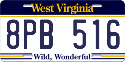WV license plate 8PB516