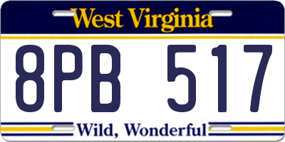 WV license plate 8PB517