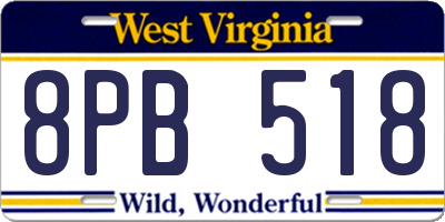 WV license plate 8PB518