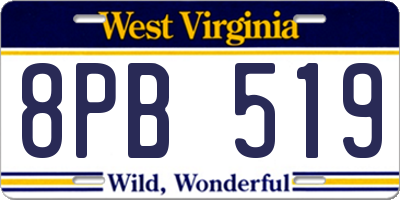 WV license plate 8PB519