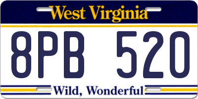 WV license plate 8PB520