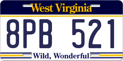WV license plate 8PB521