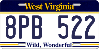 WV license plate 8PB522