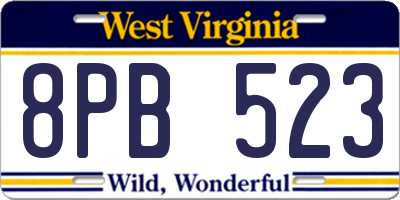 WV license plate 8PB523