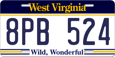 WV license plate 8PB524