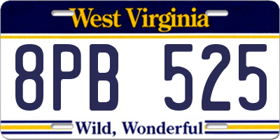 WV license plate 8PB525