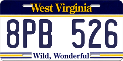 WV license plate 8PB526