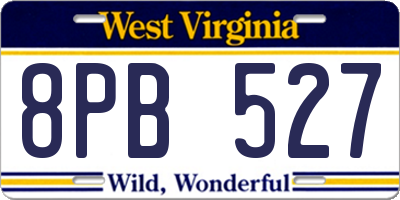 WV license plate 8PB527