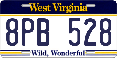 WV license plate 8PB528