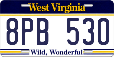 WV license plate 8PB530