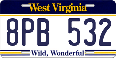 WV license plate 8PB532