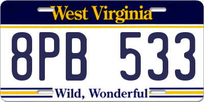 WV license plate 8PB533