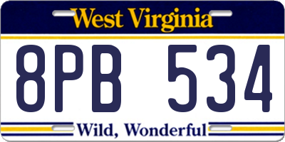 WV license plate 8PB534