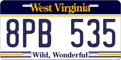 WV license plate 8PB535