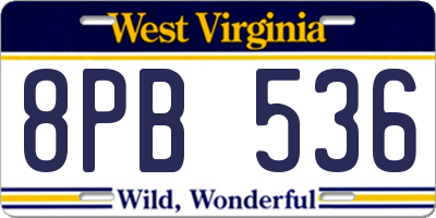 WV license plate 8PB536