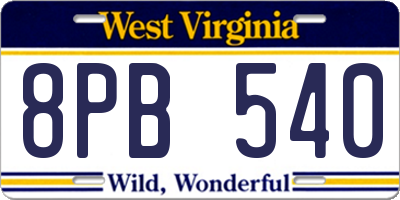 WV license plate 8PB540