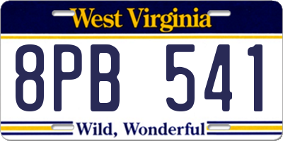 WV license plate 8PB541
