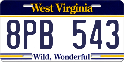 WV license plate 8PB543