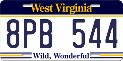 WV license plate 8PB544