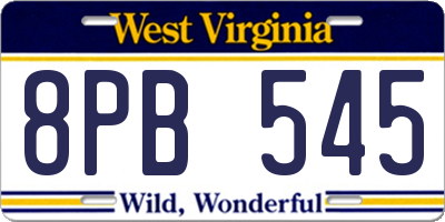 WV license plate 8PB545