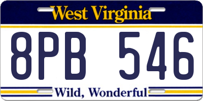 WV license plate 8PB546
