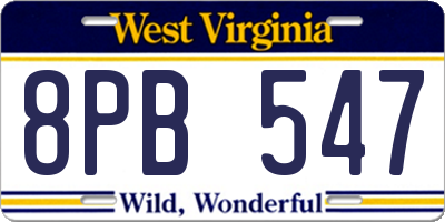 WV license plate 8PB547