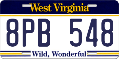 WV license plate 8PB548