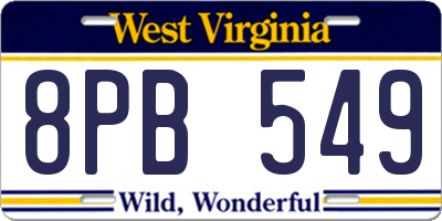 WV license plate 8PB549