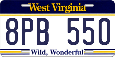WV license plate 8PB550