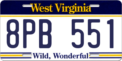 WV license plate 8PB551