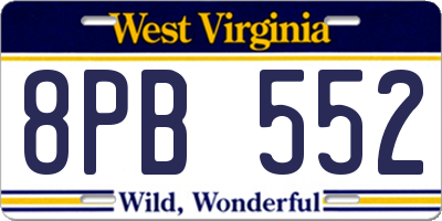 WV license plate 8PB552