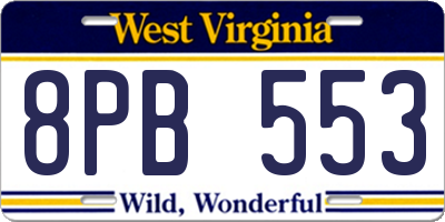 WV license plate 8PB553