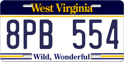 WV license plate 8PB554
