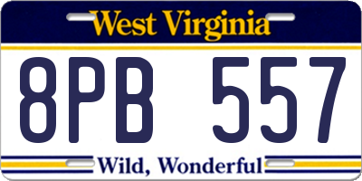 WV license plate 8PB557