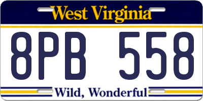 WV license plate 8PB558