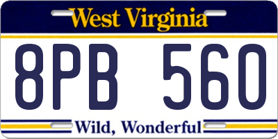WV license plate 8PB560