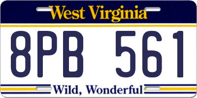 WV license plate 8PB561