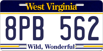 WV license plate 8PB562