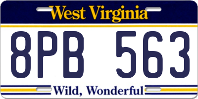 WV license plate 8PB563