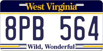 WV license plate 8PB564