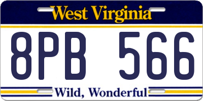 WV license plate 8PB566