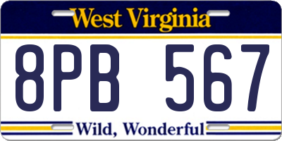 WV license plate 8PB567