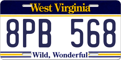 WV license plate 8PB568