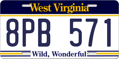 WV license plate 8PB571