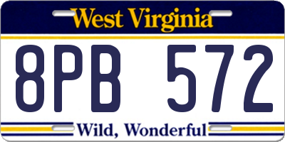 WV license plate 8PB572