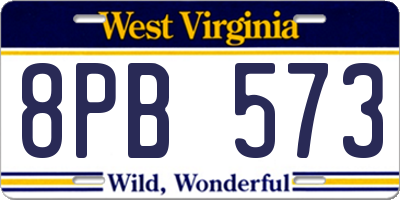 WV license plate 8PB573