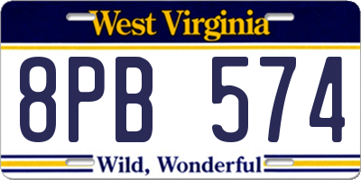 WV license plate 8PB574